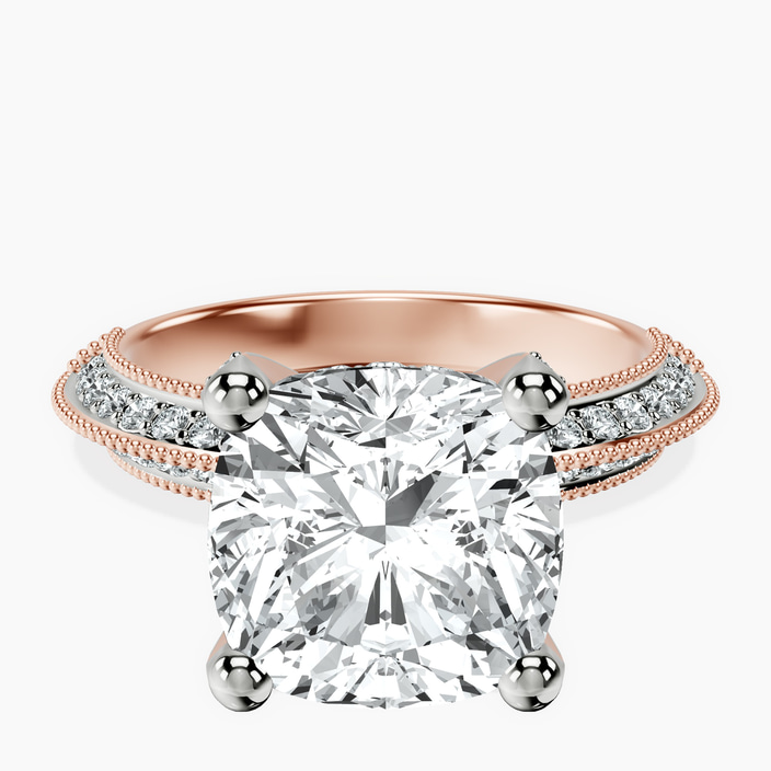 10kt Rose Gold Dua Side Stone Knife Edge Lab Diamond Ring front image