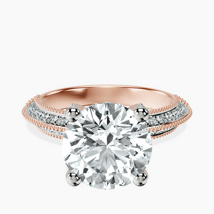 10kt Rose Gold Dua Side Stone Knife Edge Lab Diamond Ring front image