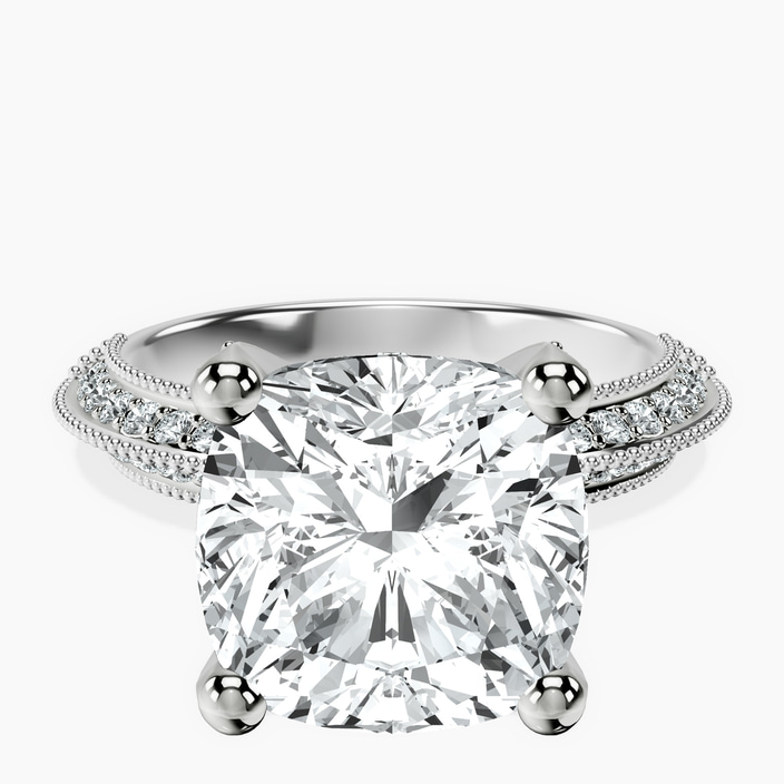 Platinum Dua Side Stone Knife Edge Lab Diamond Ring front image