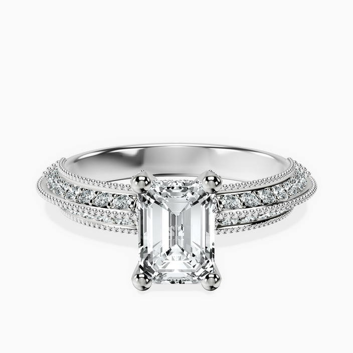 10kt White Gold Dua Side Stone Knife Edge Lab Diamond Ring front image
