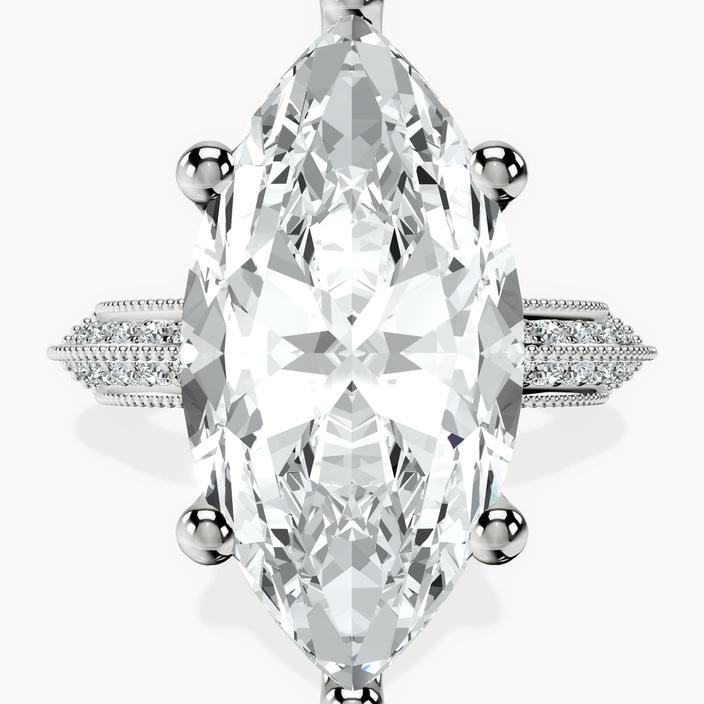 18kt White Gold Dua Side Stone Knife Edge Lab Diamond Ring front image