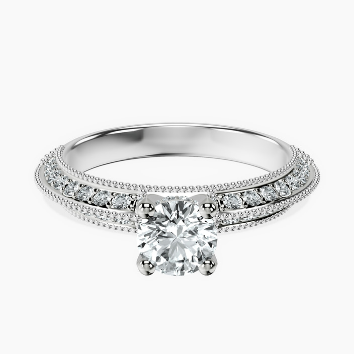 10kt White Gold Dua Side Stone Knife Edge Lab Diamond Ring front image