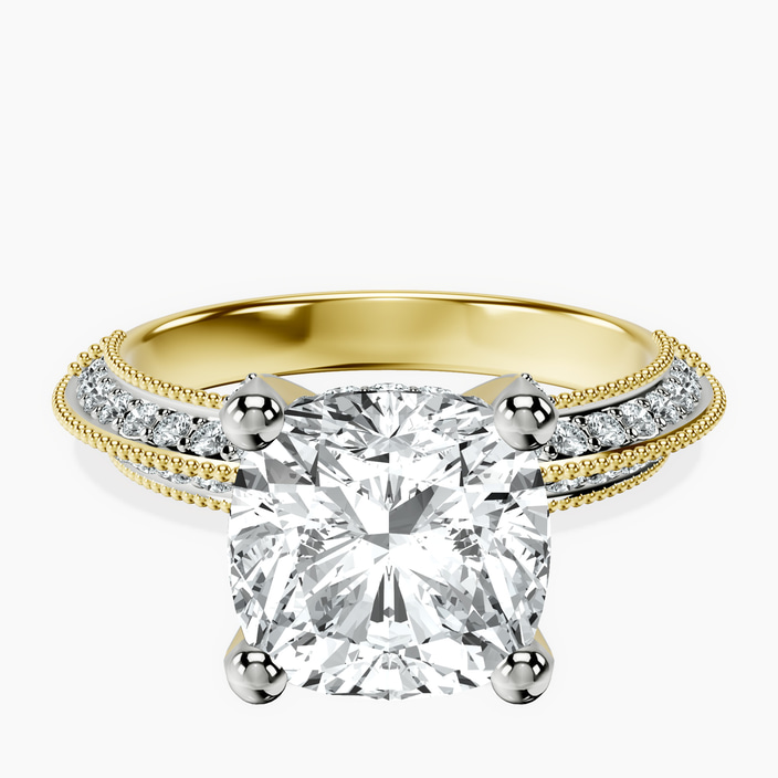 14kt Yellow Gold Dua Side Stone Knife Edge Lab Diamond Ring front image