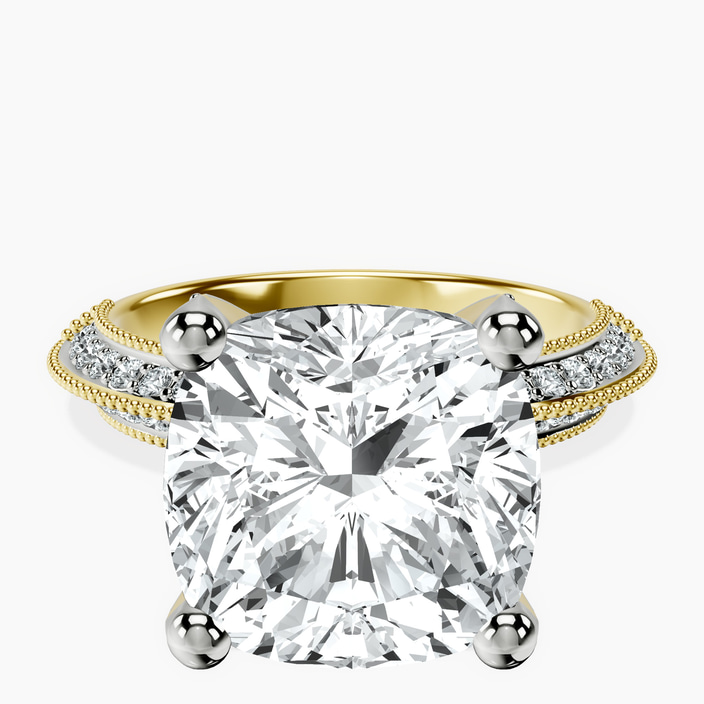 14kt Yellow Gold Dua Side Stone Knife Edge Lab Diamond Ring front image