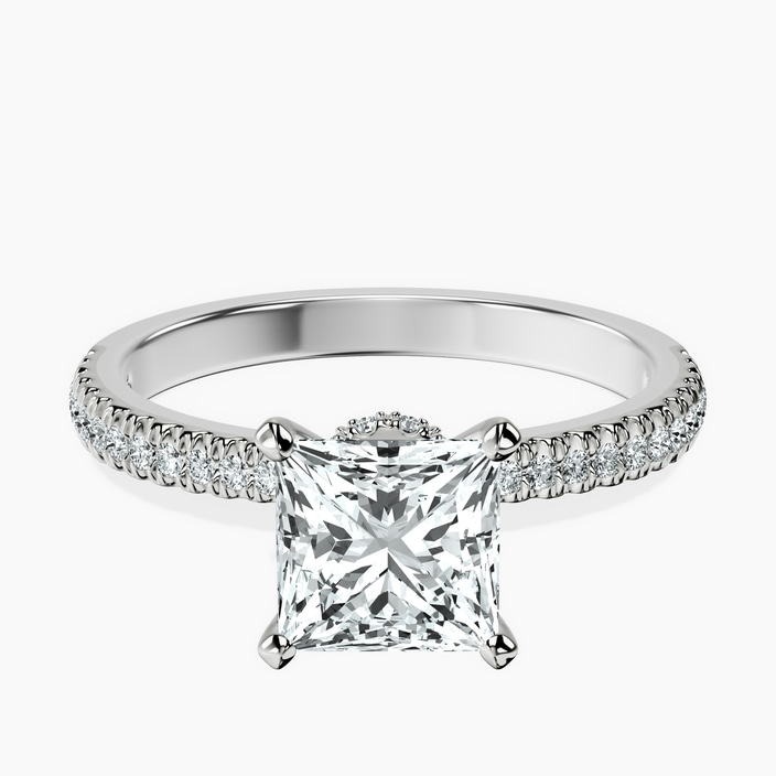 9ct White Gold Etienne Secret Halo Lab Diamond Ring front image