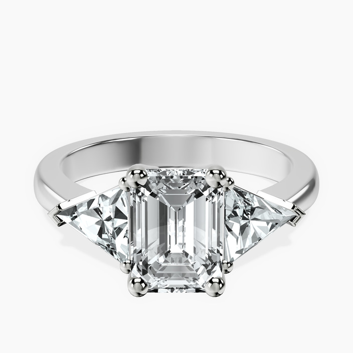 9ct White Gold Caroline Three Stone Side Trillion Lab Diamond Ring front image