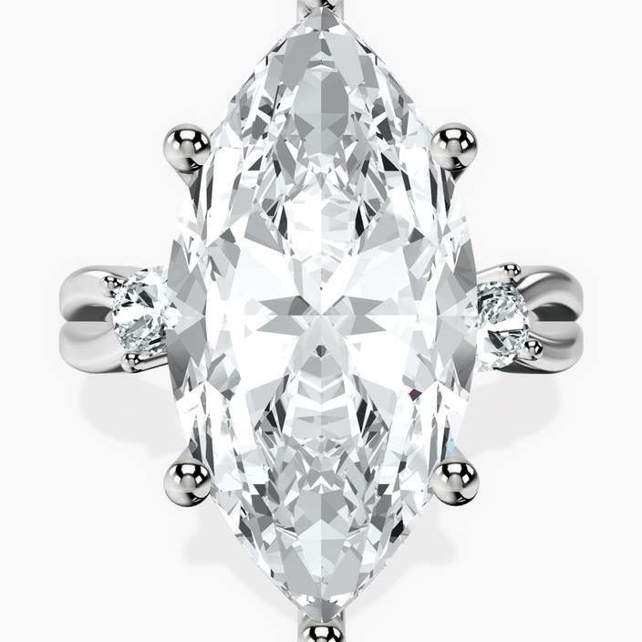 10kt White Gold Odette Three Stone Bypass Lab Diamond Ring front image