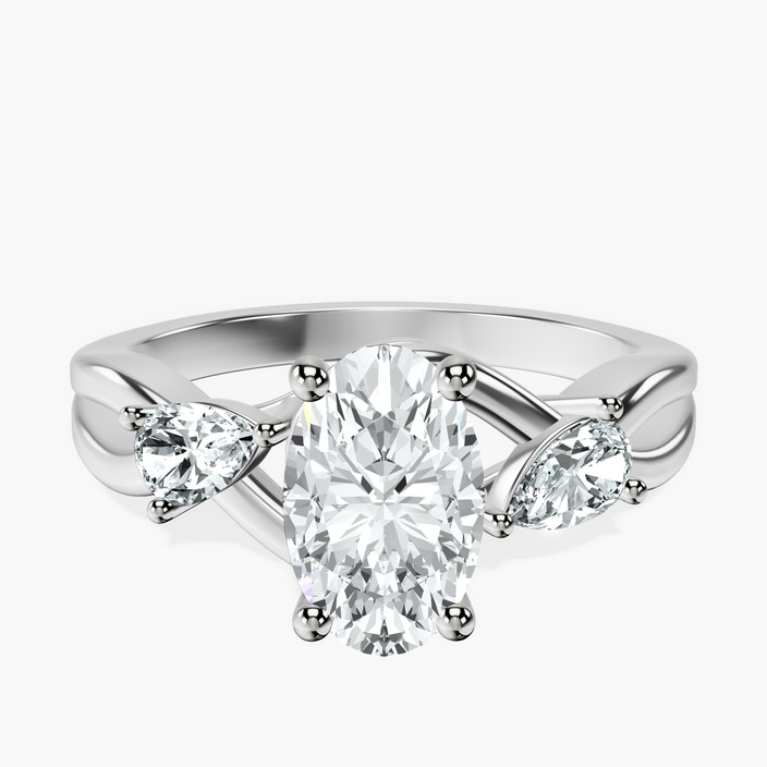 Platinum Odette Three Stone Bypass Lab Diamond Ring front image