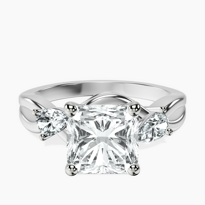 10kt White Gold Odette Three Stone Bypass Lab Diamond Ring front image