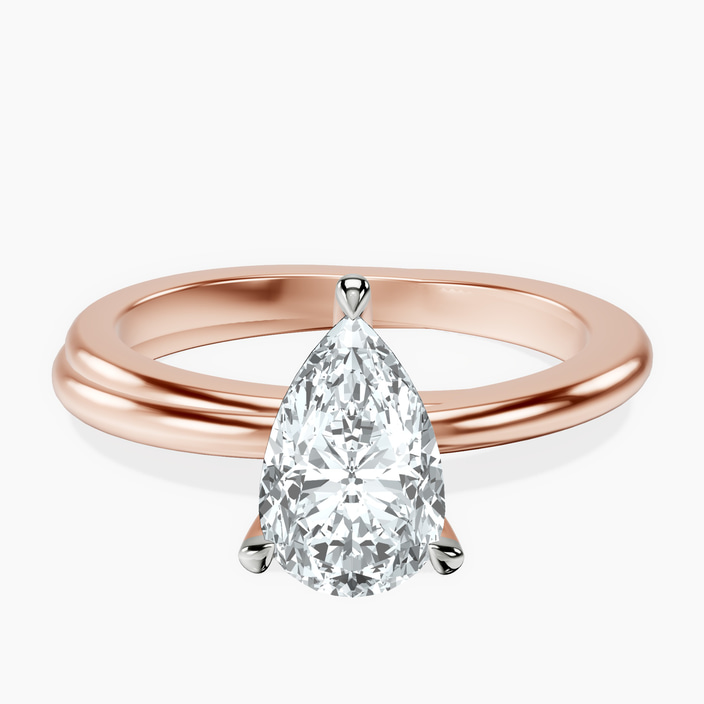 18kt Rose Gold Juniper Crossover Solitaire Lab Diamond Ring front image