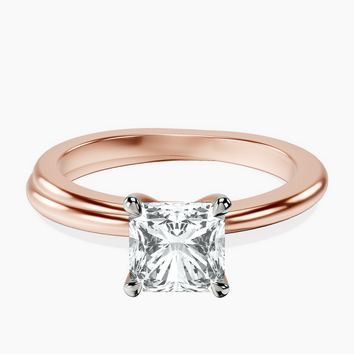 18kt Rose Gold Juniper Crossover Solitaire Lab Diamond Ring front image
