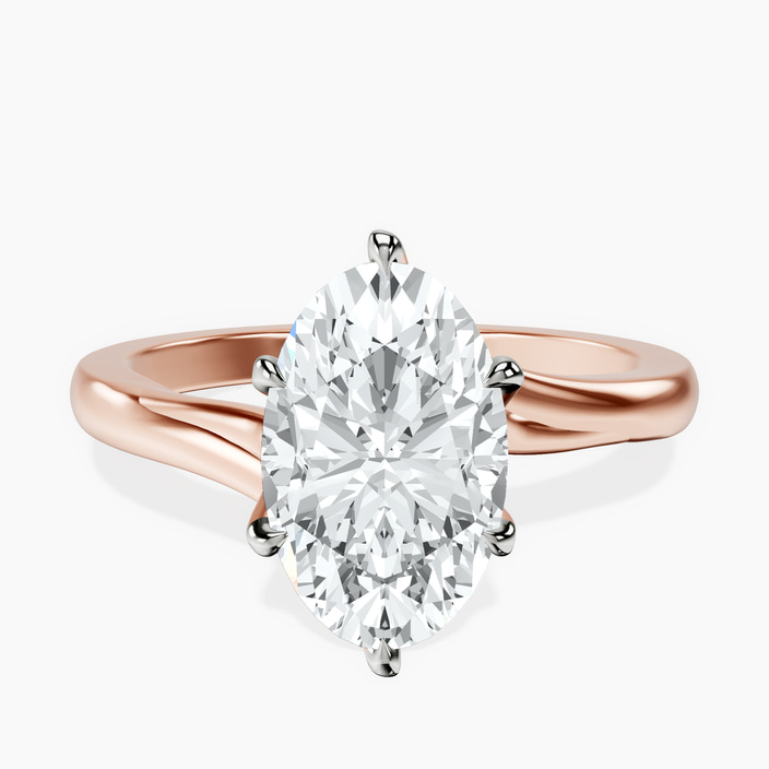 14kt Rose Gold Seraphina Twist Prongs Solitaire 2mm Lab Diamond Ring front image