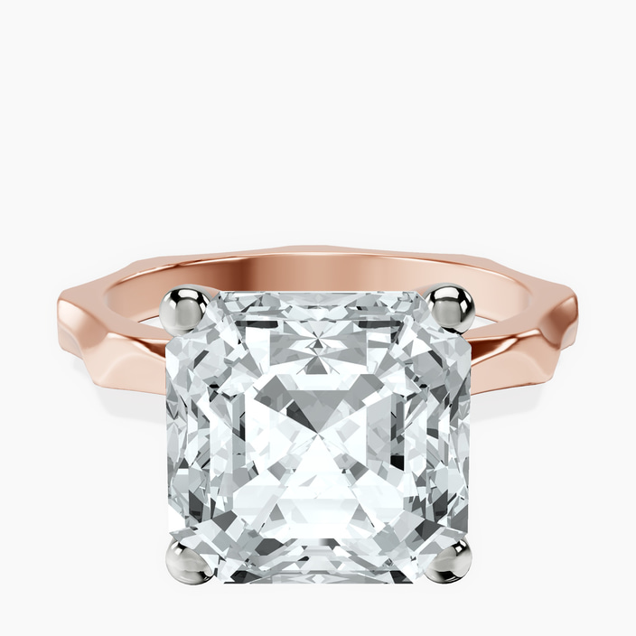 14kt Rose Gold Magnolia Texture Solitaire Lab Diamond Ring front image
