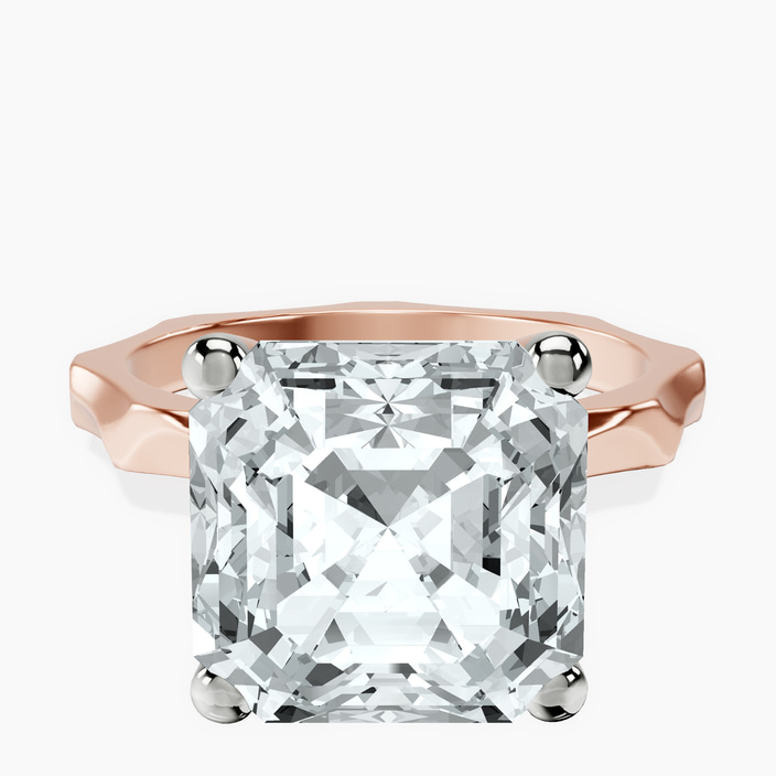 14kt Rose Gold Magnolia Texture Solitaire Lab Diamond Ring front image