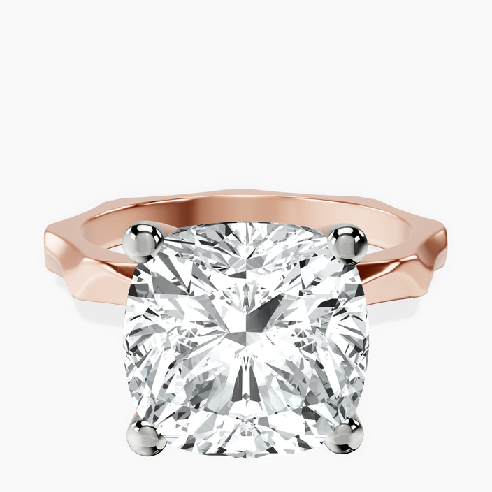 18kt Rose Gold Magnolia Texture Solitaire Lab Diamond Ring front image