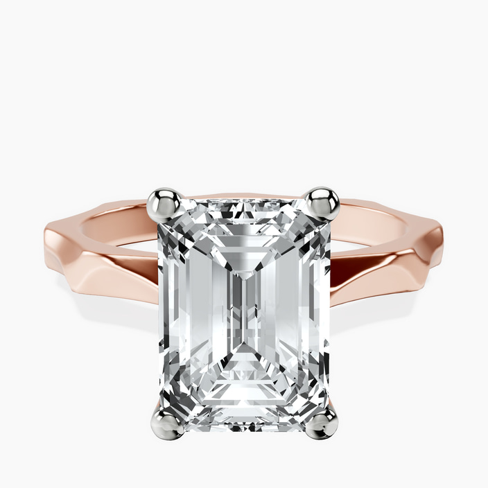 18kt Rose Gold Magnolia Texture Solitaire Lab Diamond Ring front image