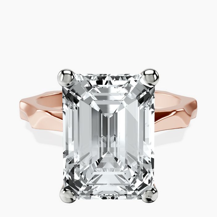 10kt Rose Gold Magnolia Texture Solitaire Lab Diamond Ring front image