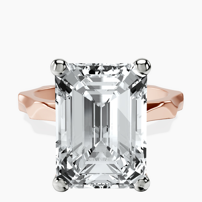 10kt Rose Gold Magnolia Texture Solitaire Lab Diamond Ring front image