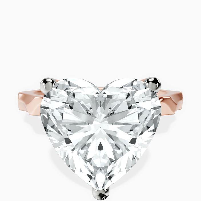 10kt Rose Gold Magnolia Texture Solitaire Lab Diamond Ring front image