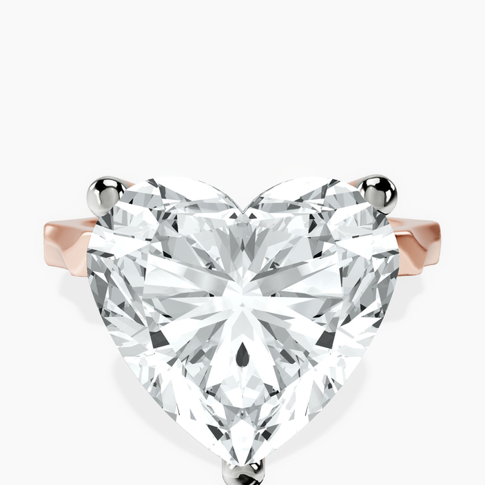 10kt Rose Gold Magnolia Texture Solitaire Lab Diamond Ring front image