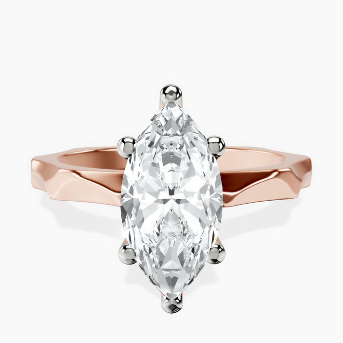 9ct Rose Gold Magnolia Texture Solitaire Lab Diamond Ring front image