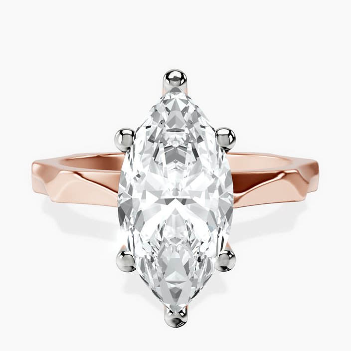 10kt Rose Gold Magnolia Texture Solitaire Lab Diamond Ring front image