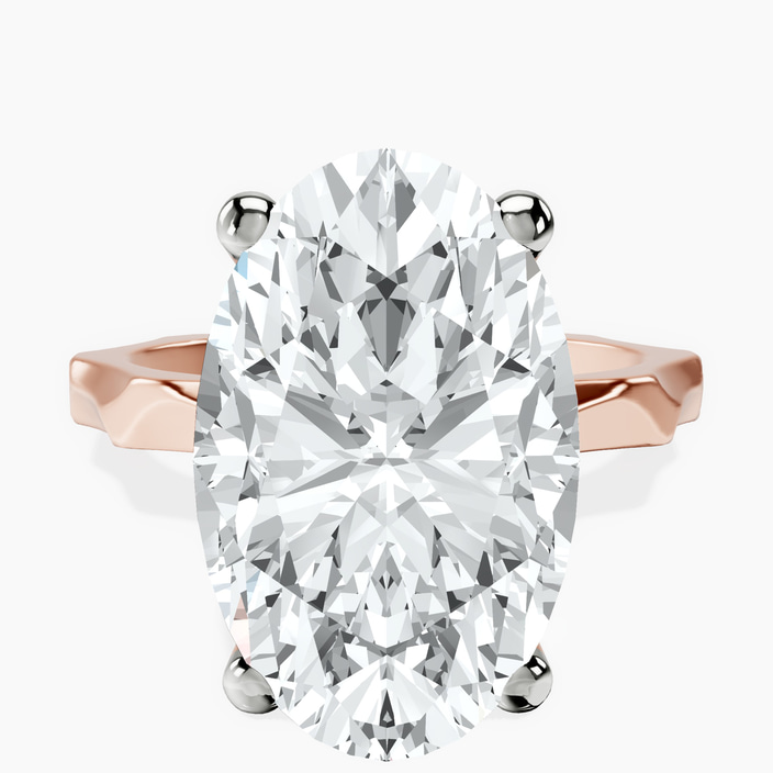10kt Rose Gold Magnolia Texture Solitaire Lab Diamond Ring front image