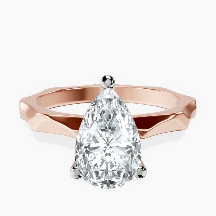 9ct Rose Gold Magnolia Texture Solitaire Lab Diamond Ring front image