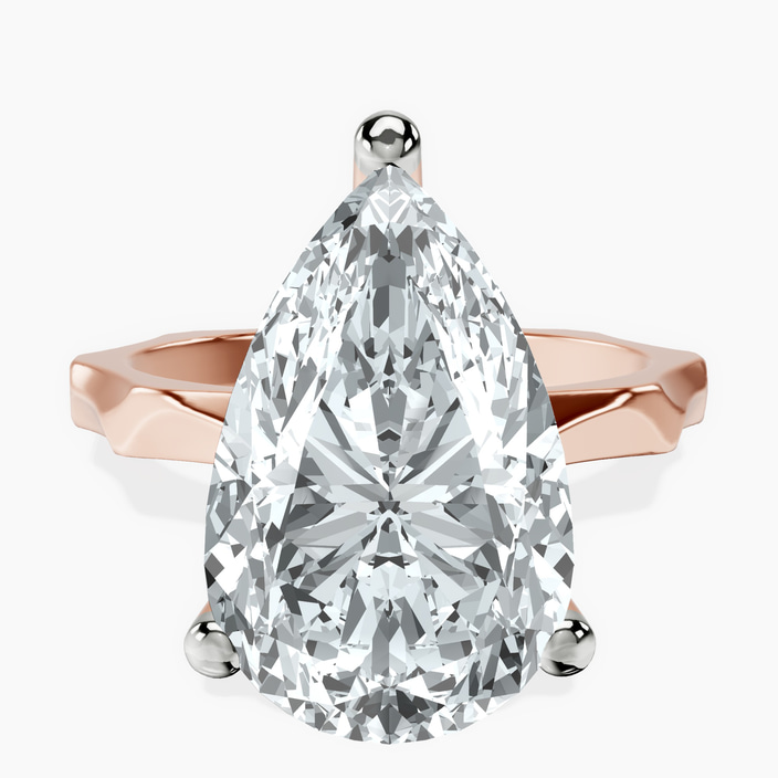 14kt Rose Gold Magnolia Texture Solitaire Lab Diamond Ring front image