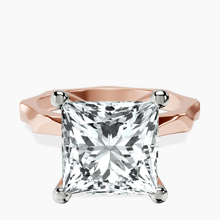 10kt Rose Gold Magnolia Texture Solitaire Lab Diamond Ring front image