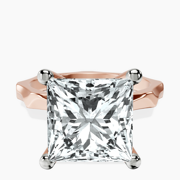 14kt Rose Gold Magnolia Texture Solitaire Lab Diamond Ring front image