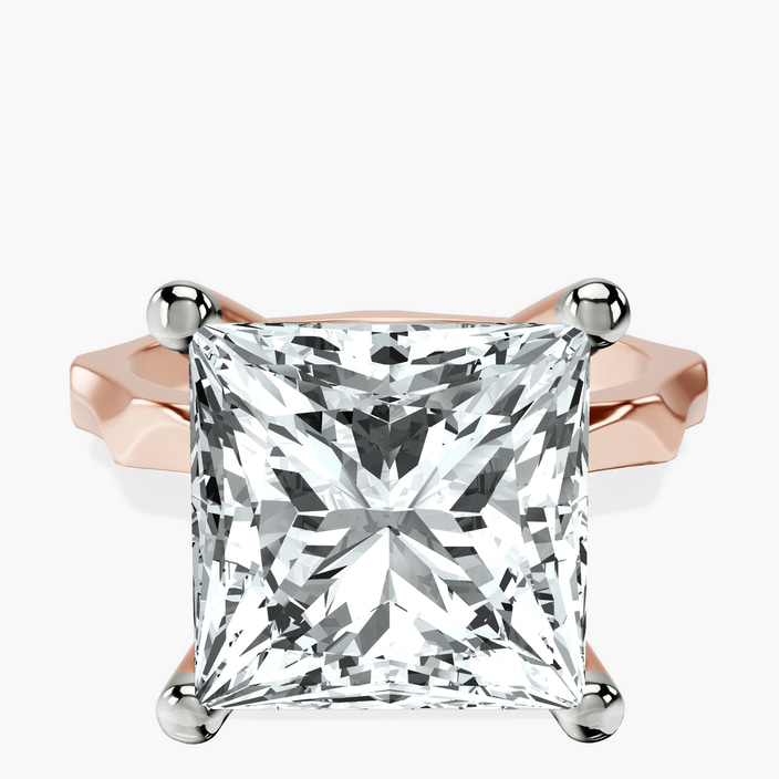 18kt Rose Gold Magnolia Texture Solitaire Lab Diamond Ring front image