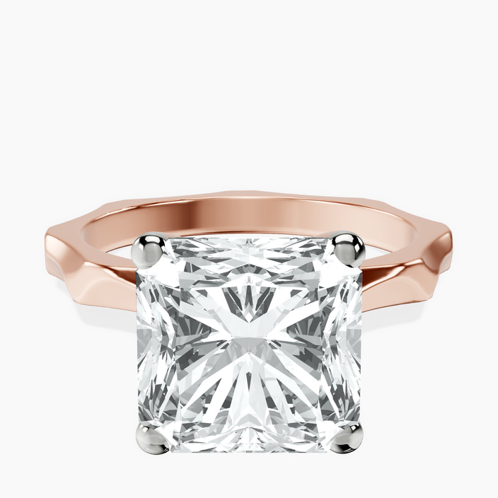 18kt Rose Gold Magnolia Texture Solitaire Lab Diamond Ring front image
