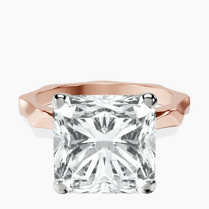 10kt Rose Gold Magnolia Texture Solitaire Lab Diamond Ring front image