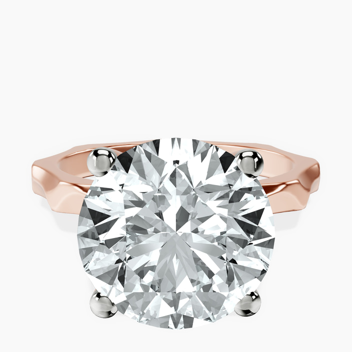 10kt Rose Gold Magnolia Texture Solitaire Lab Diamond Ring front image