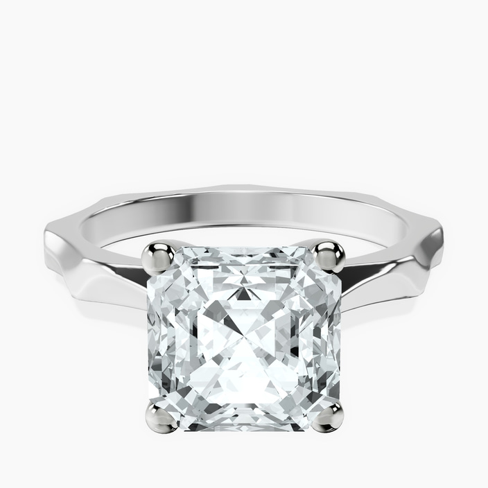 10kt White Gold Magnolia Texture Solitaire Lab Diamond Ring front image