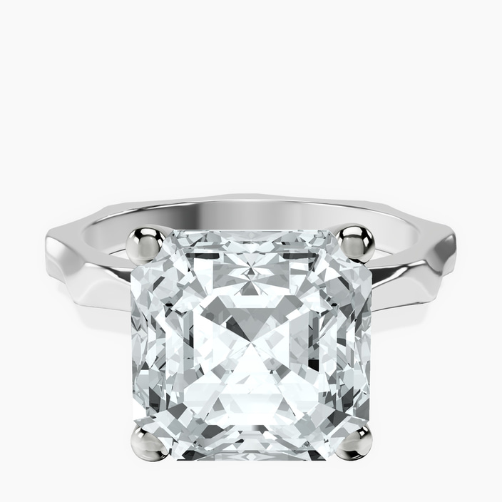 10kt White Gold Magnolia Texture Solitaire Lab Diamond Ring front image