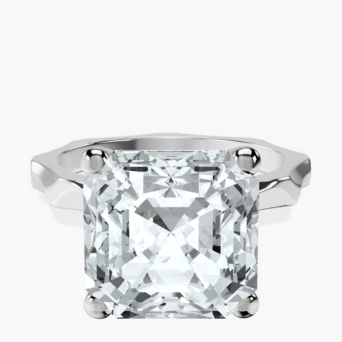 10kt White Gold Magnolia Texture Solitaire Lab Diamond Ring front image