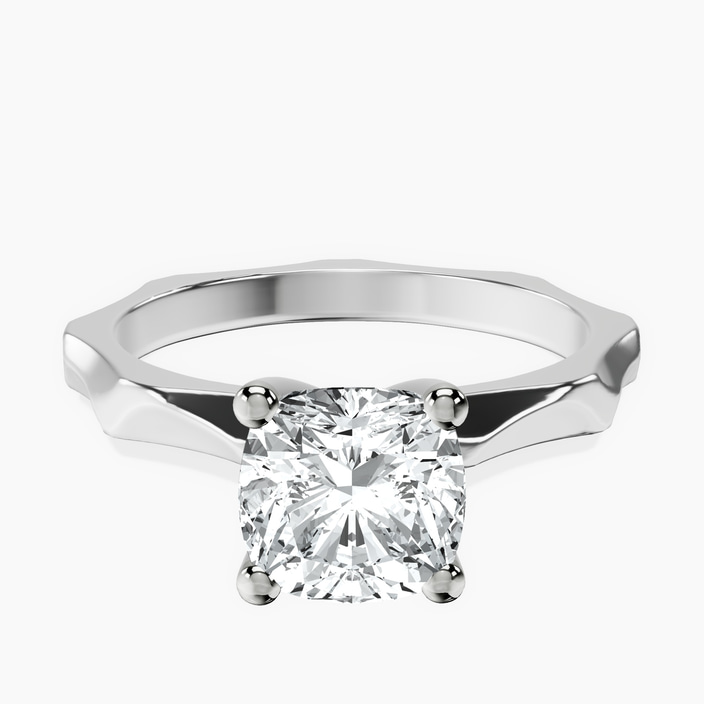 9ct White Gold Magnolia Texture Solitaire Lab Diamond Ring front image