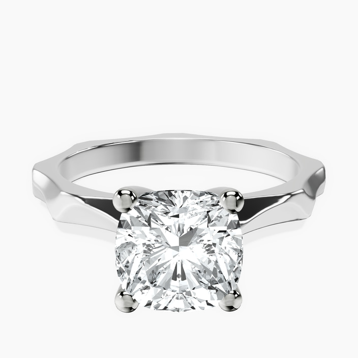 10kt White Gold Magnolia Texture Solitaire Lab Diamond Ring front image