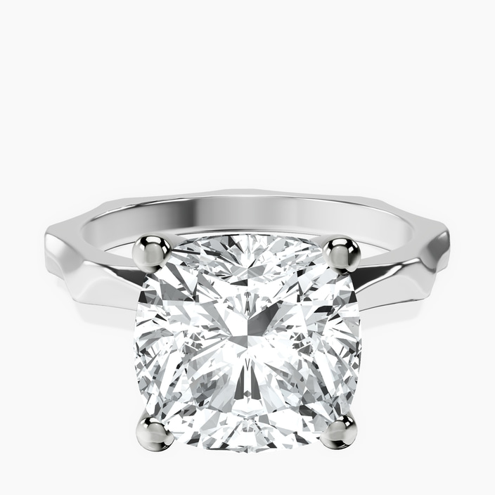 10kt White Gold Magnolia Texture Solitaire Lab Diamond Ring front image