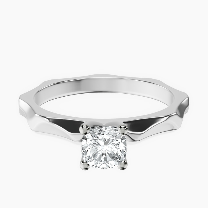 10kt White Gold Magnolia Texture Solitaire Lab Diamond Ring front image