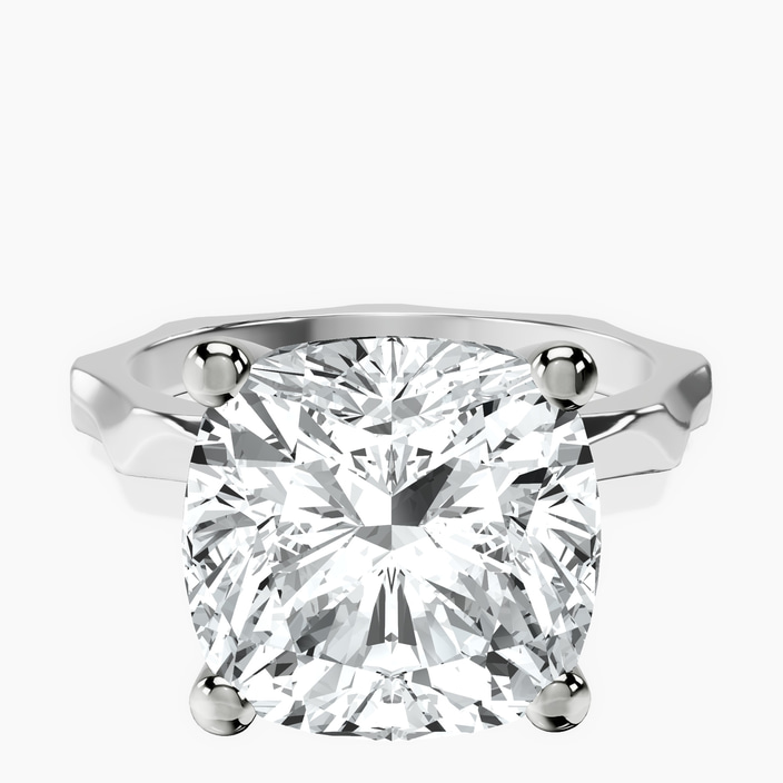 10kt White Gold Magnolia Texture Solitaire Lab Diamond Ring front image