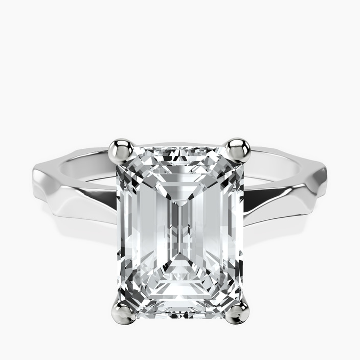 10kt White Gold Magnolia Texture Solitaire Lab Diamond Ring front image