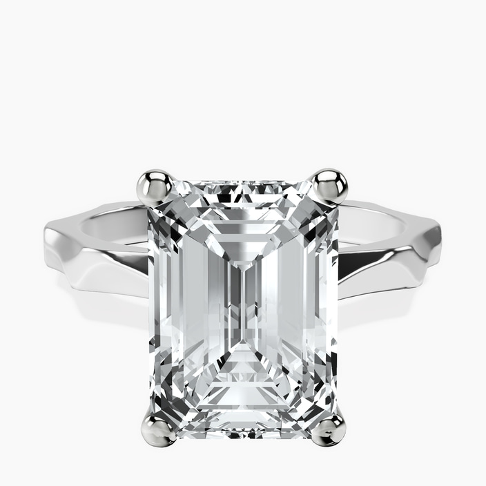 10kt White Gold Magnolia Texture Solitaire Lab Diamond Ring front image