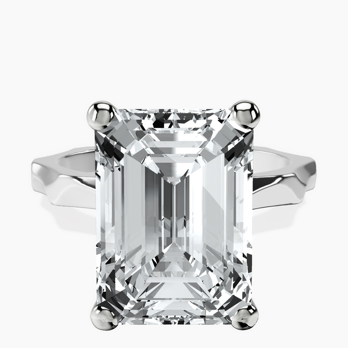 10kt White Gold Magnolia Texture Solitaire Lab Diamond Ring front image