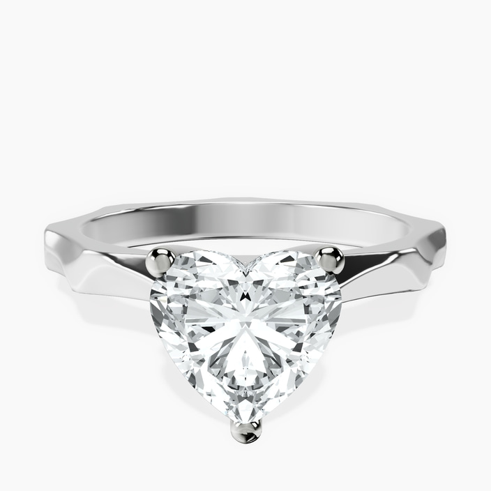 9ct White Gold Magnolia Texture Solitaire Lab Diamond Ring front image