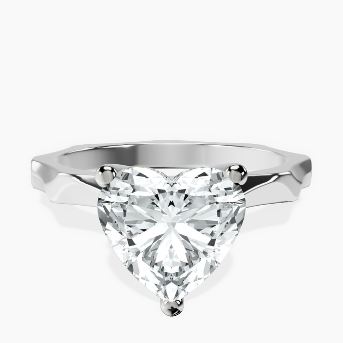 10kt White Gold Magnolia Texture Solitaire Lab Diamond Ring front image