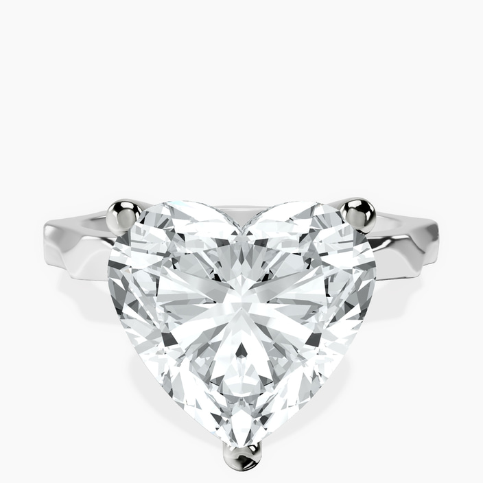 10kt White Gold Magnolia Texture Solitaire Lab Diamond Ring front image