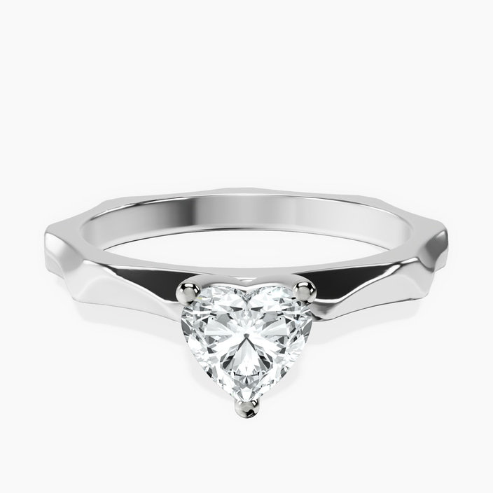 10kt White Gold Magnolia Texture Solitaire Lab Diamond Ring front image